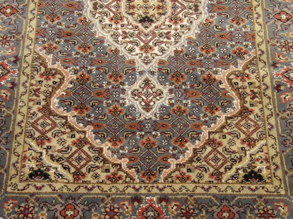 Persian Mahi Tabriz runner border detail, teal
