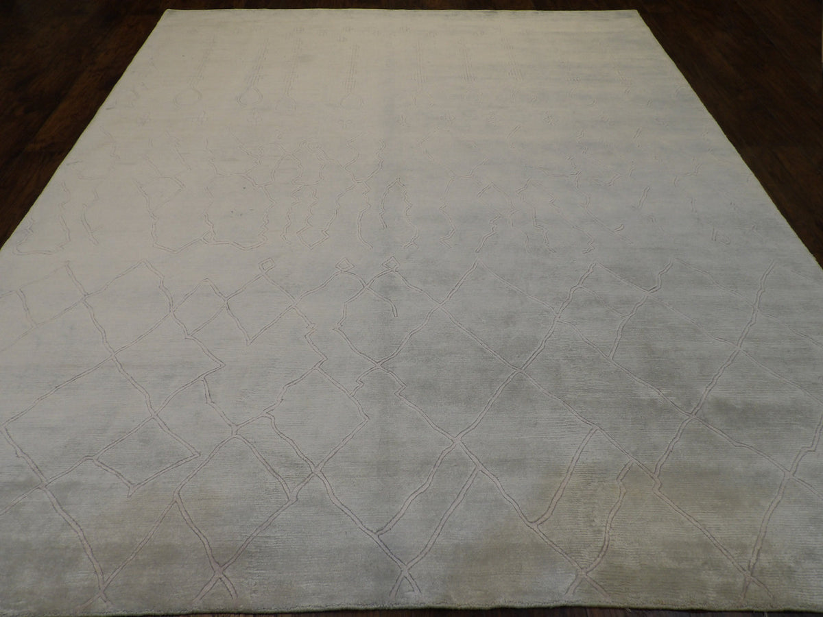Blue and gray Moroccan Tulu rug in a living room setting