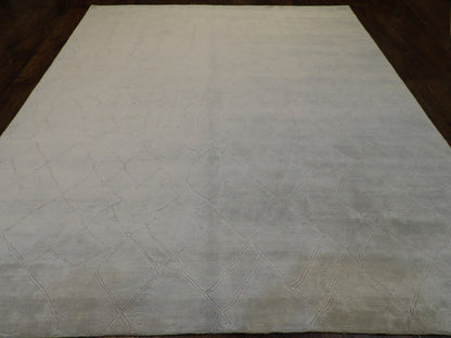 Blue and gray Moroccan Tulu rug in a living room setting
