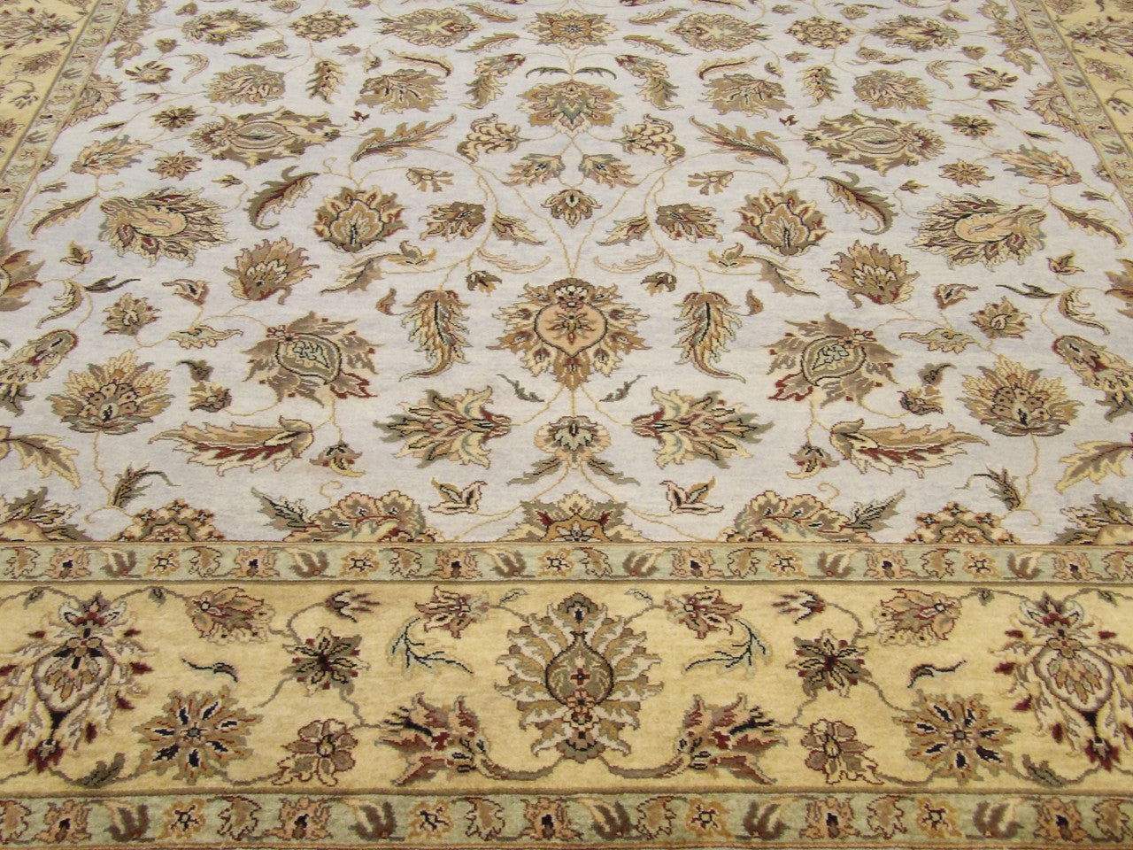 Kashan rug border detail, blue and gold