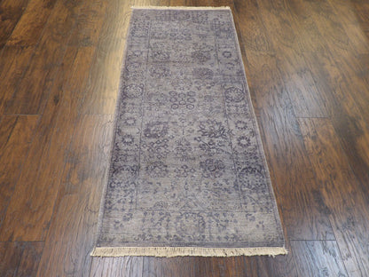 Blue Oushak runner in a hallway setting