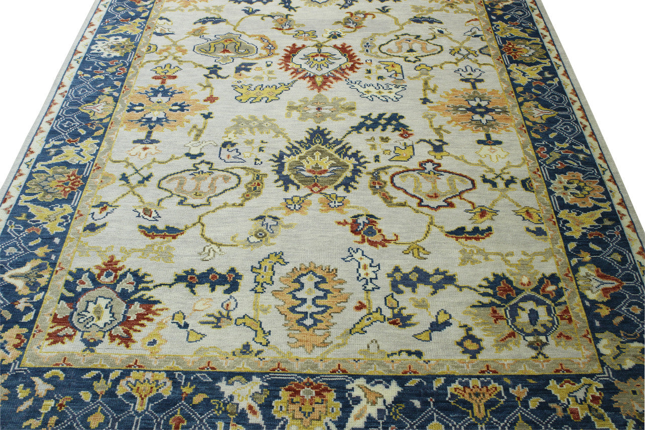 Close-up of wool pile, Blue & Beige rug