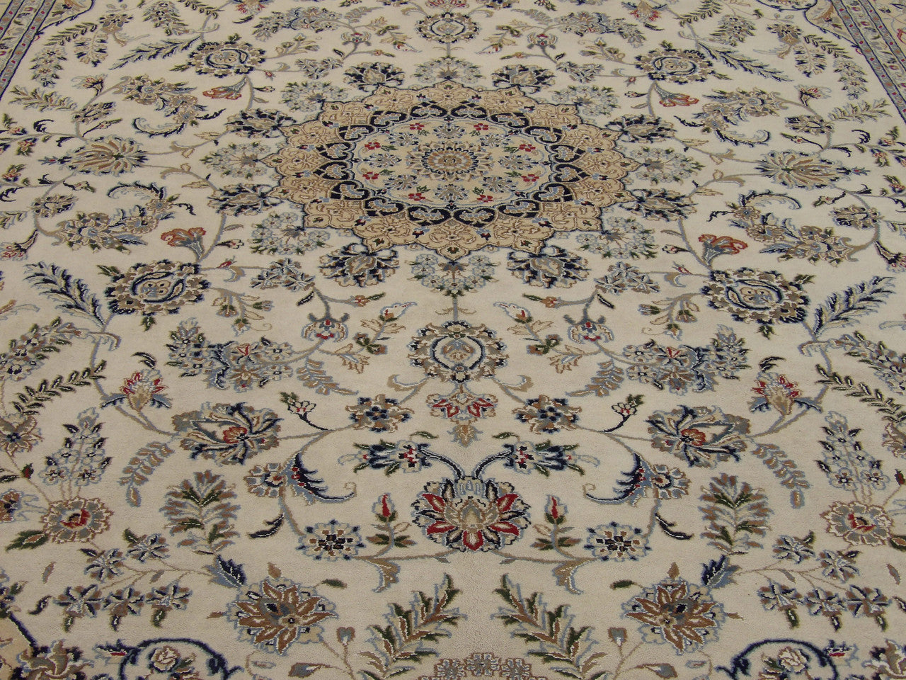 Back of Fine Persian Nain hand-knotted rug