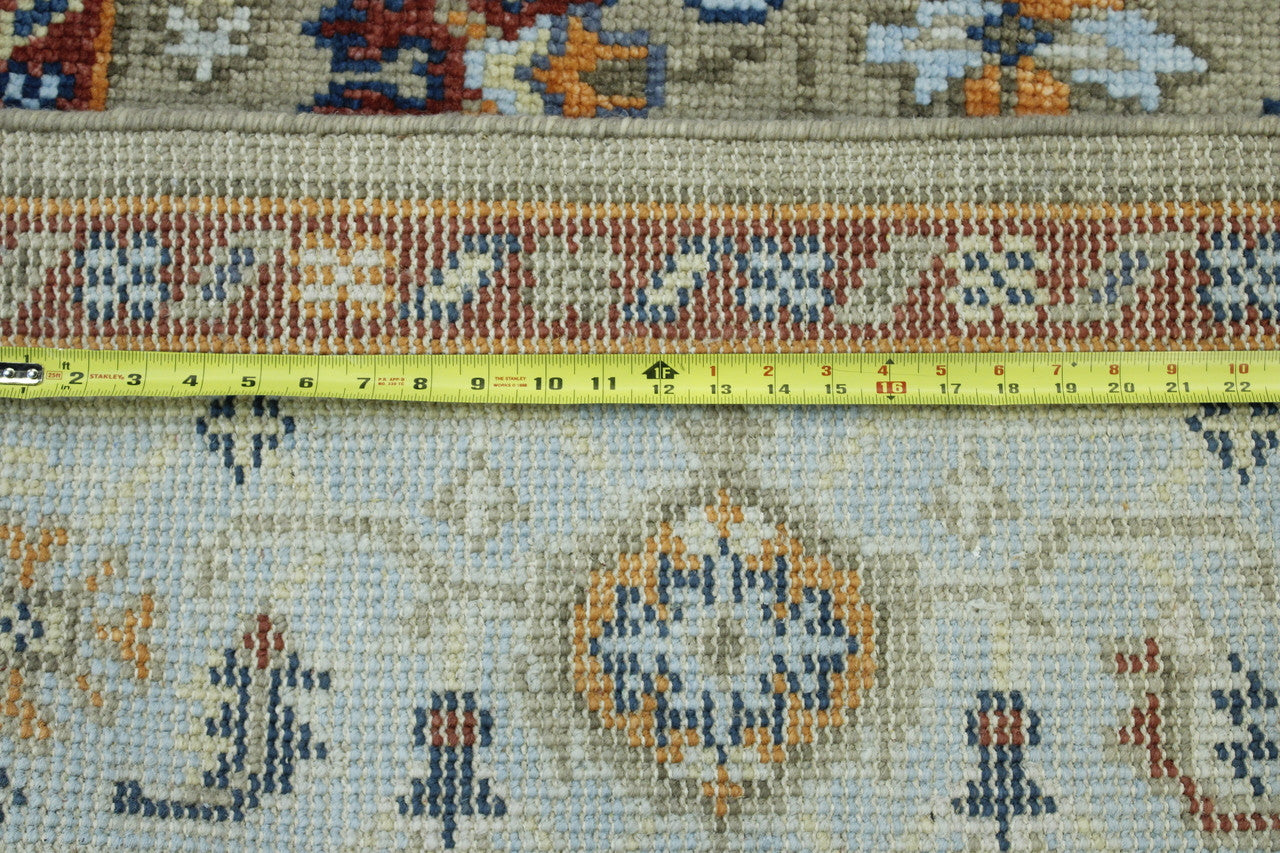 Close-up of wool pile, Blue & Beige rug