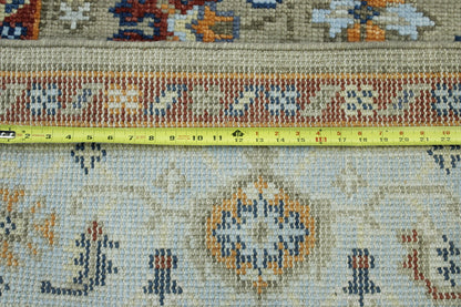 Close-up of wool pile, Blue & Beige rug