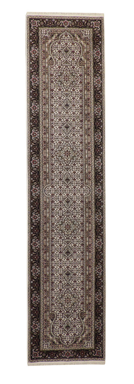 Traditional Mir Design hand-knotted wool rug in Beige, full view