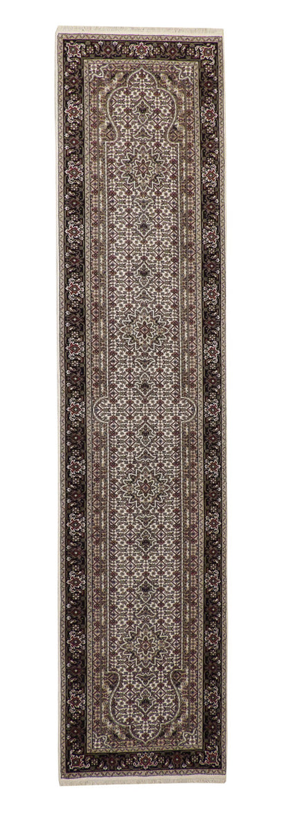 Traditional Mir Design hand-knotted wool rug in Beige, full view