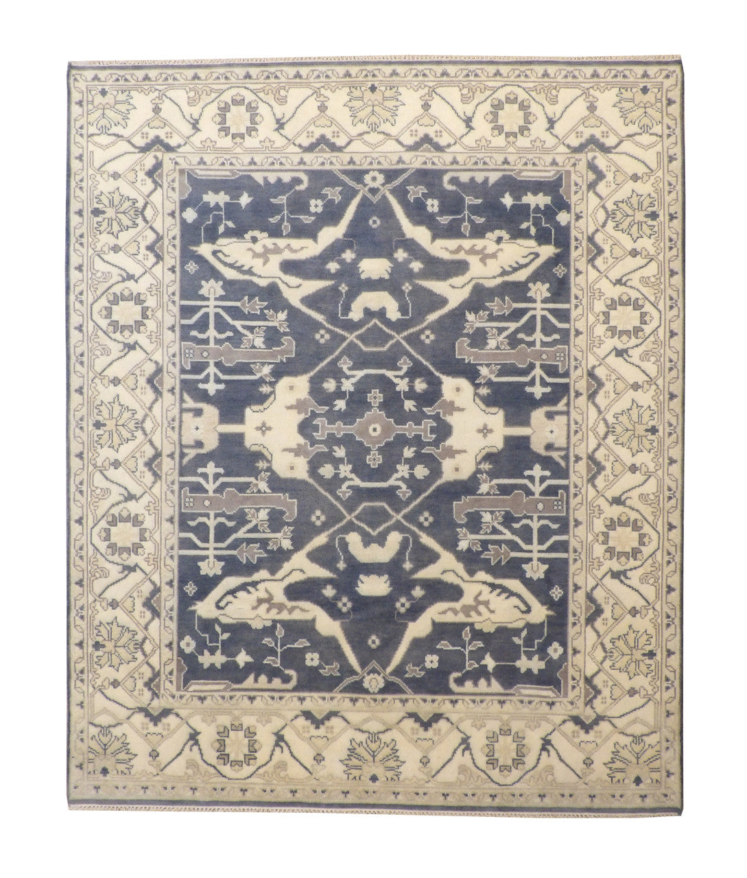 Oushak Ziegler hand-knotted wool rug in Blue & Beige, full view