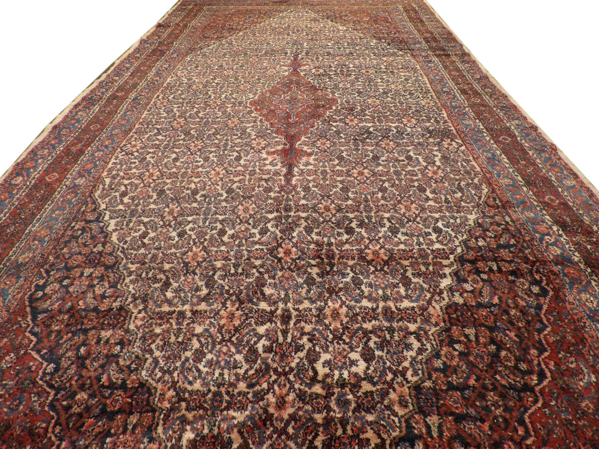 Antique Sherapi rug corner detail