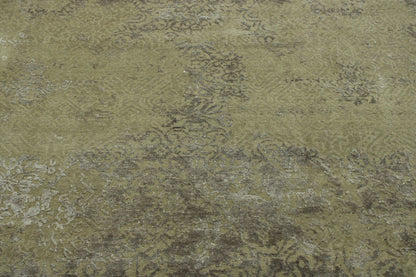Transitional Abstract Broken Design hand-knotted wool-silk rug in Gray, full view