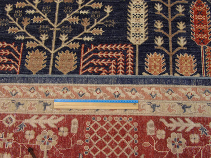 Blue & Red Fine Chobi Ziegler Natural Dye rug in room setting