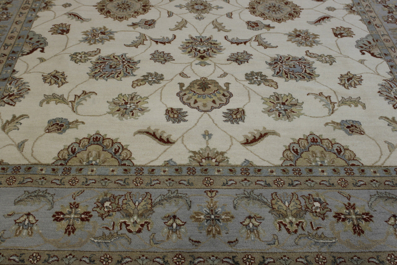 Back of Oushak Indo Agra Chobi hand-knotted rug