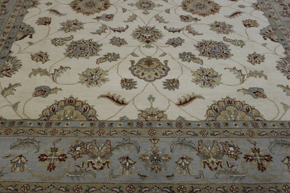 Back of Oushak Indo Agra Chobi hand-knotted rug