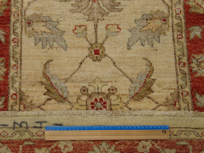 Beige & Rust Oushak Chobi Natural Dye rug in room setting