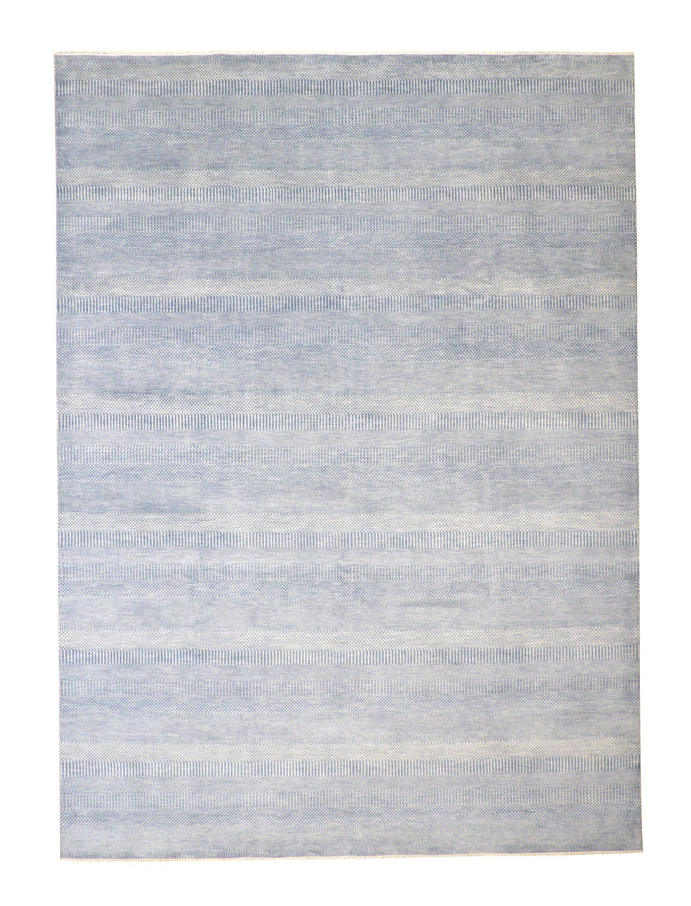 Modern Grass Design hand-knotted wool rug in Blue & Teal, full view