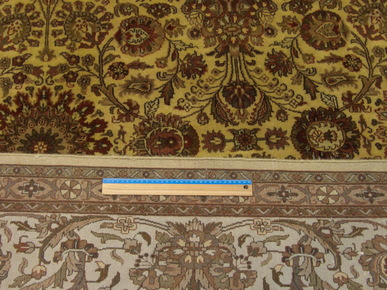 Gold Fine Persian Kashan rug in room setting