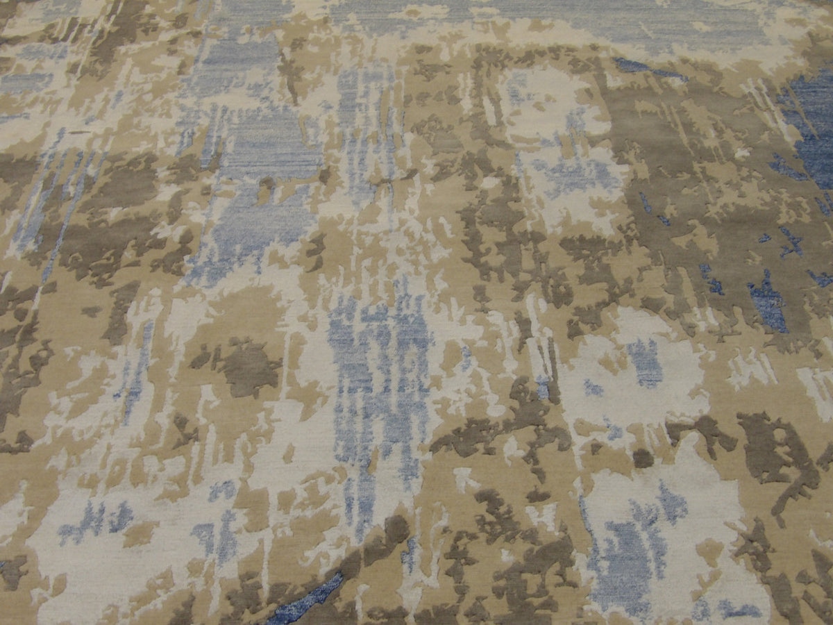 Back of Modern Abstract Broken Design hand-knotted rug