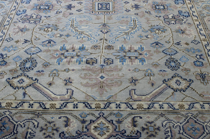 Oushak Colorful Ziegler rug border detail