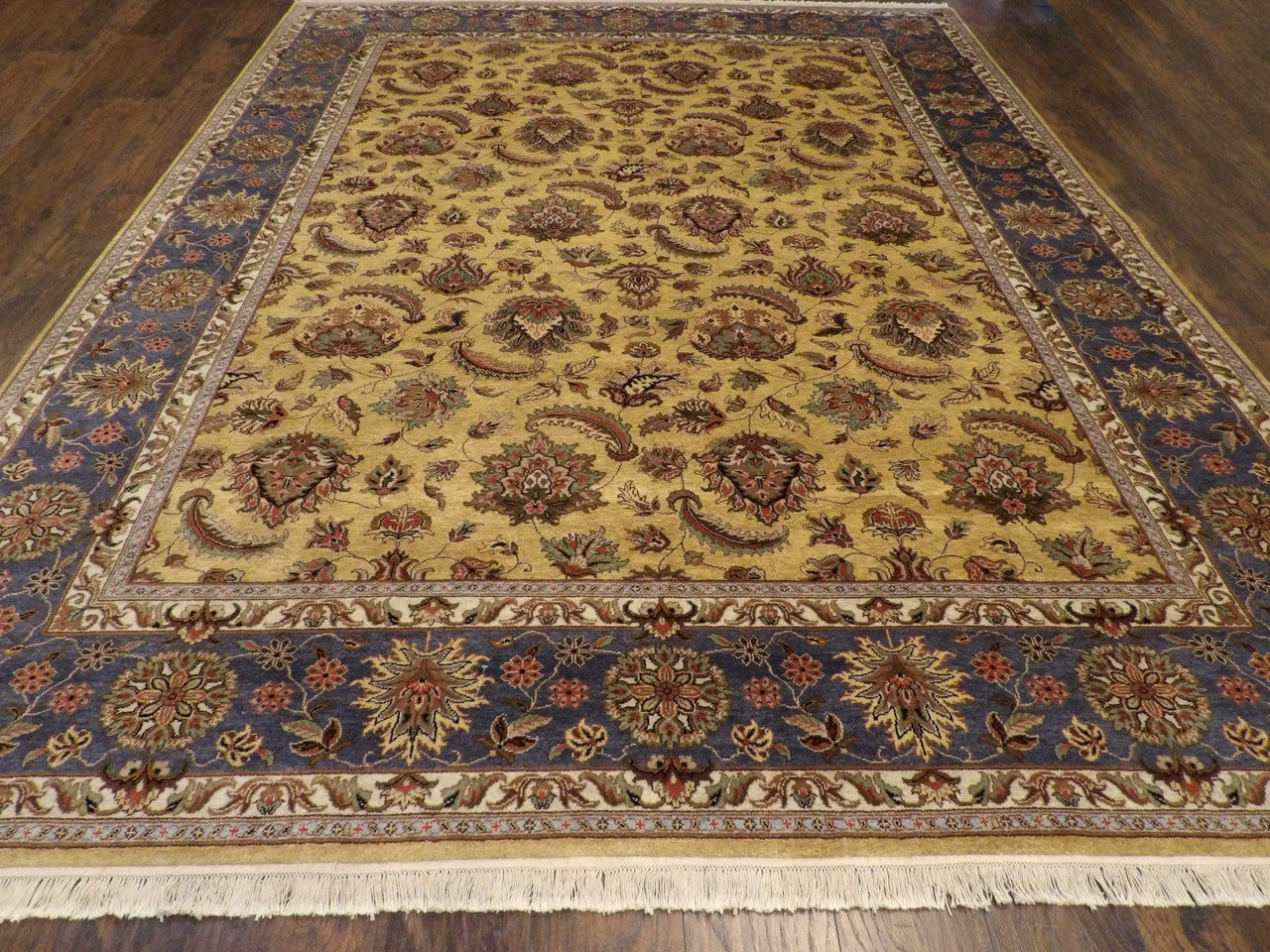 Close-up of wool pile, Gold & Purple rug