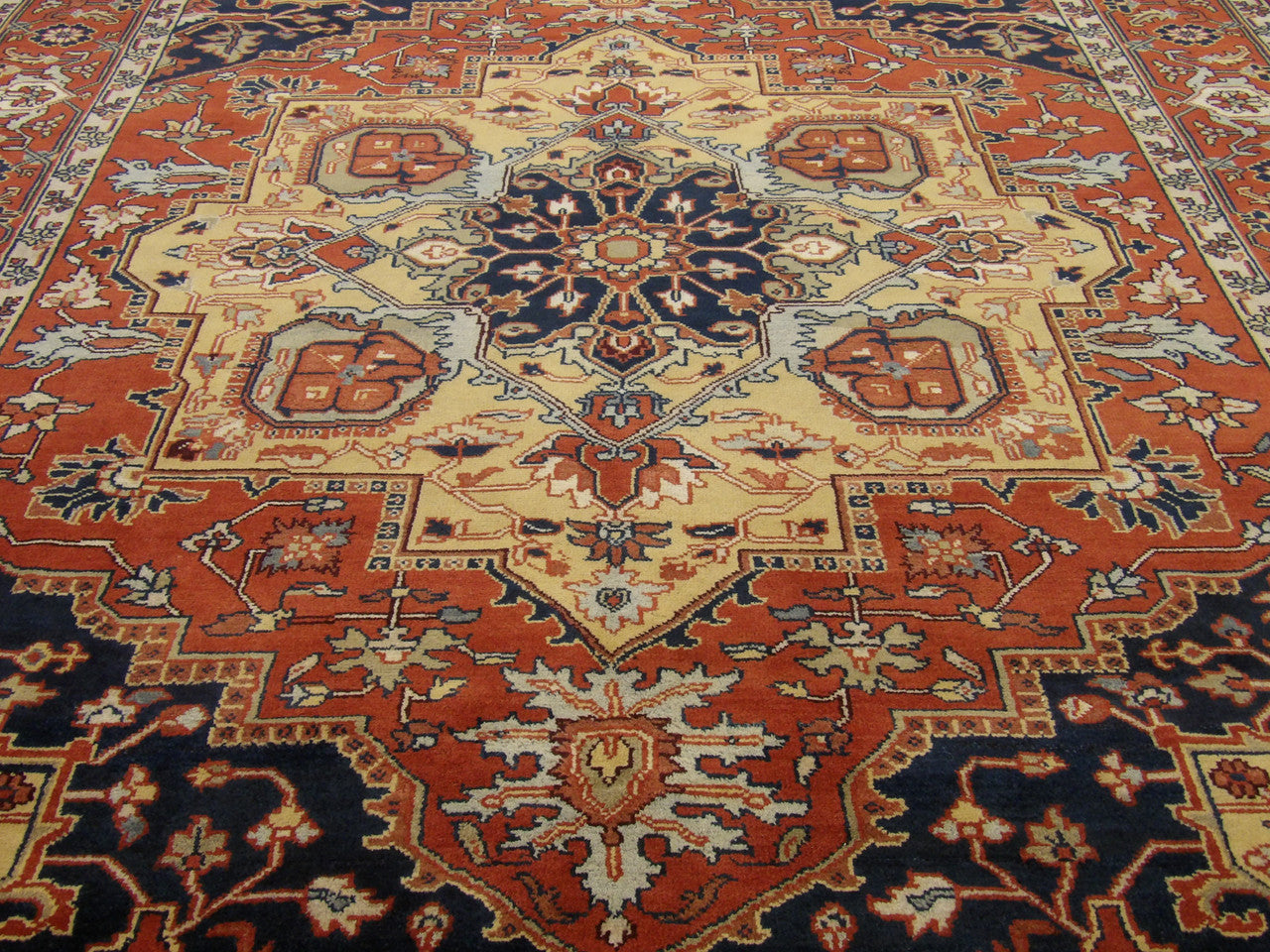 Back of Tribal Sherapi hand-knotted rug