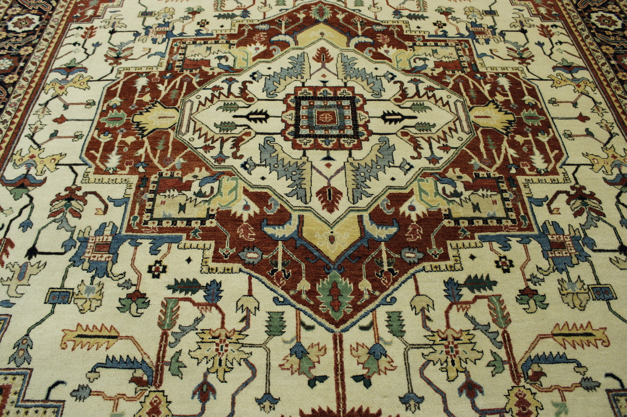 Tribal Fine Sherapi rug border detail