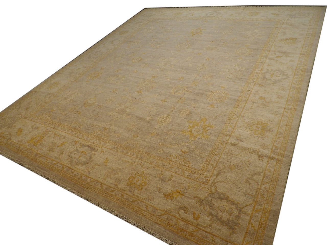 Oushak pattern detail, gray rug