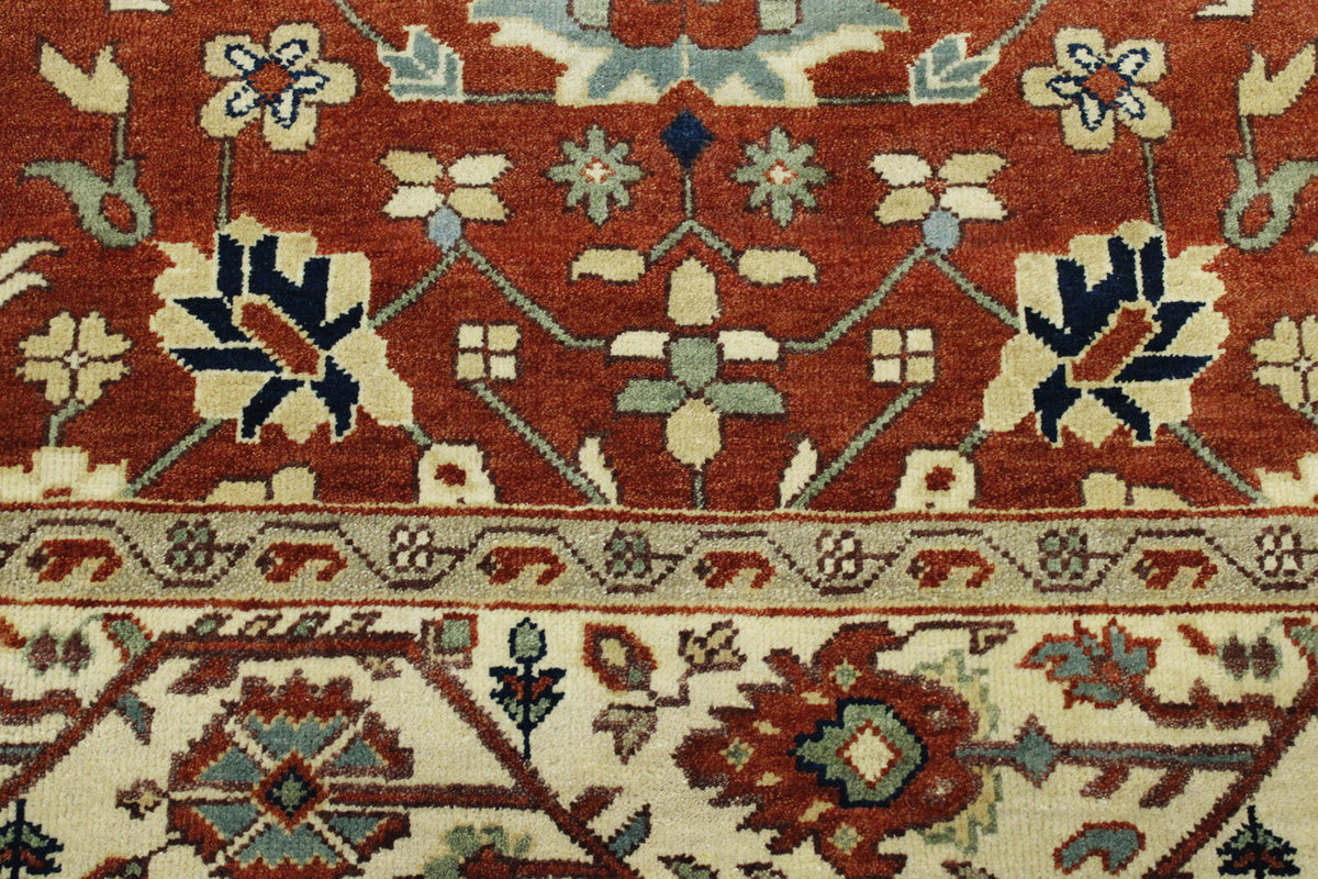 Tribal Heriz Design rug corner detail