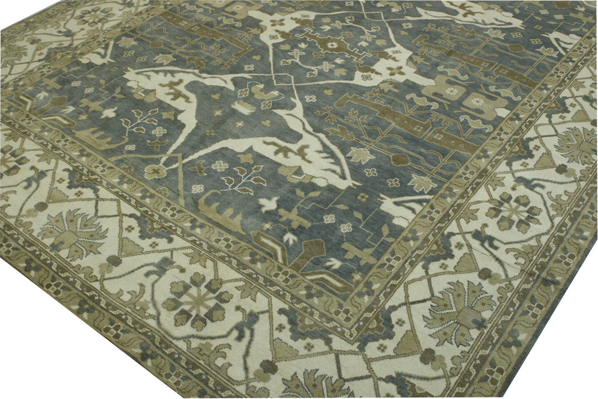 Back of Oushak Ziegler hand-knotted rug