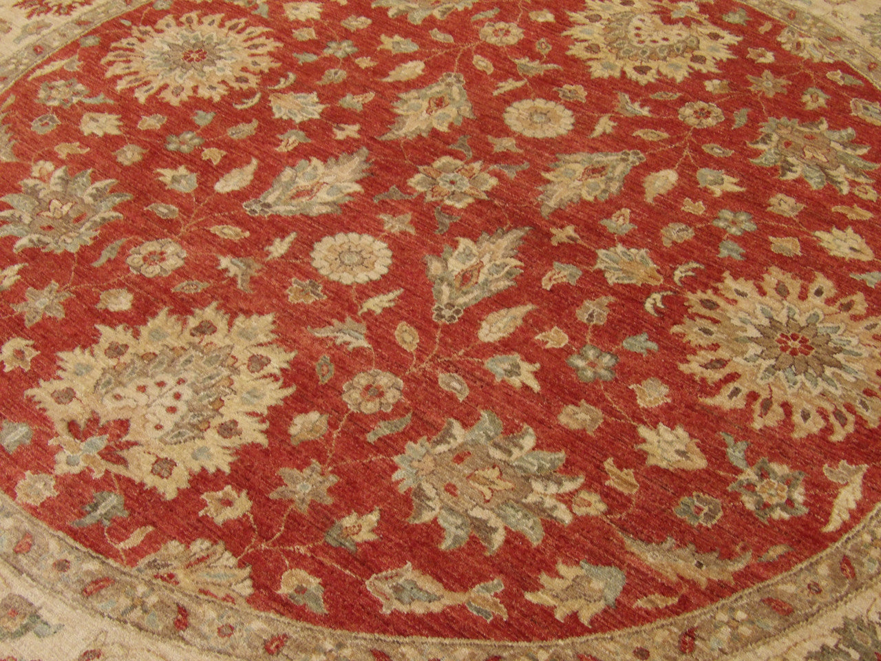 Back of Oushak hand-knotted rug