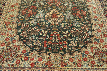 Traditional Kerman rug corner detail