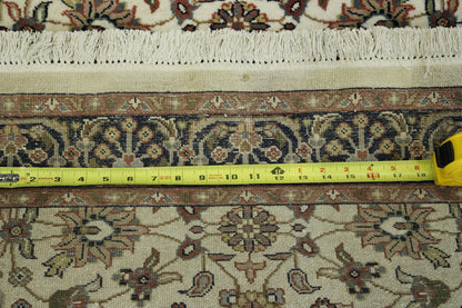 Traditional Indo Mahal hand-knotted wool rug in Blue & Beige, full view