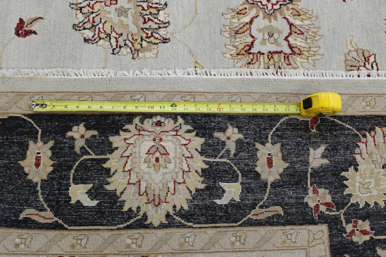 Black & Blue Oushak Indo Agra Chobi rug in room setting
