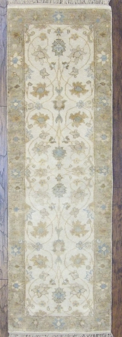 Turk Oushak Natural Dye hand-knotted wool rug in Brown & Beige, full view