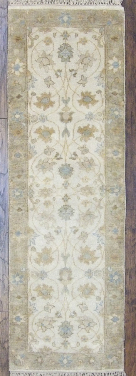 Turk Oushak Natural Dye hand-knotted wool rug in Brown & Beige, full view