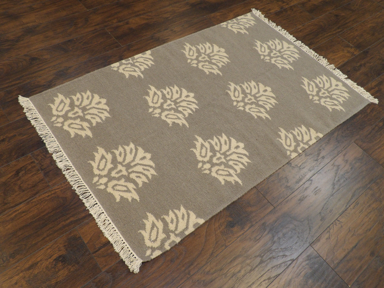 Kilim pattern detail, gray rug