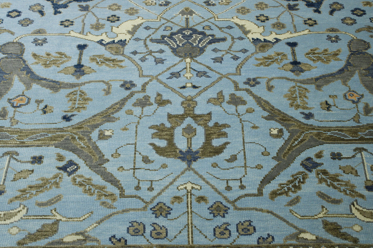 Oushak Ziegler rug corner detail