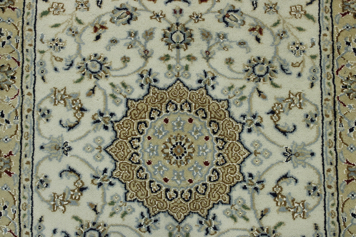 Beige Traditional Fine Nain rug in room setting