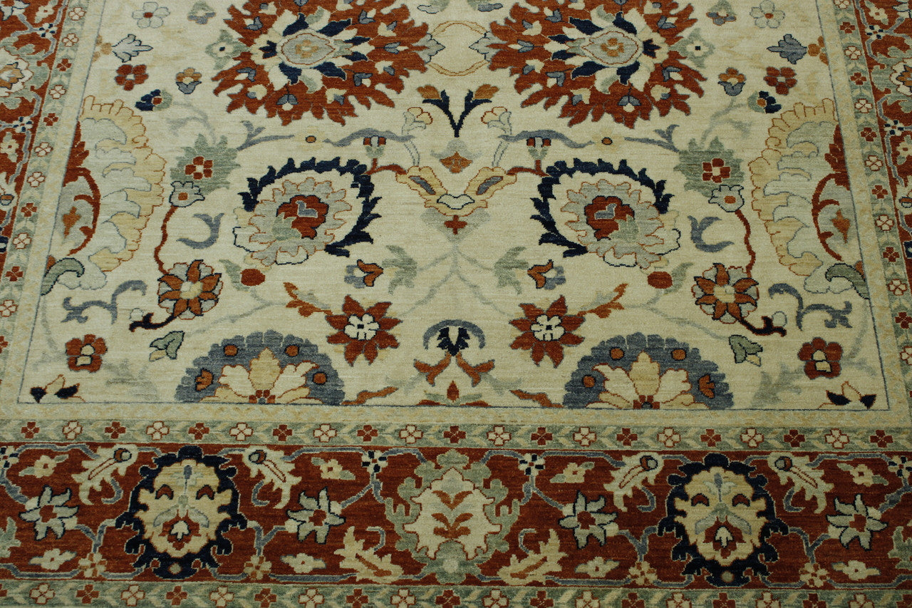 Close-up of wool pile, Blue & Beige rug