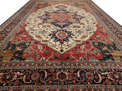 Back of hand-knotted Tabriz rug showing knot construction
