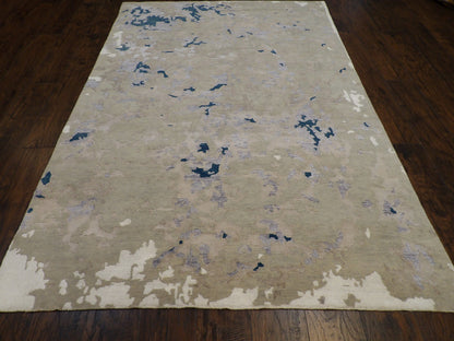 Close-up of wool-silk pile, Blue & Gray rug