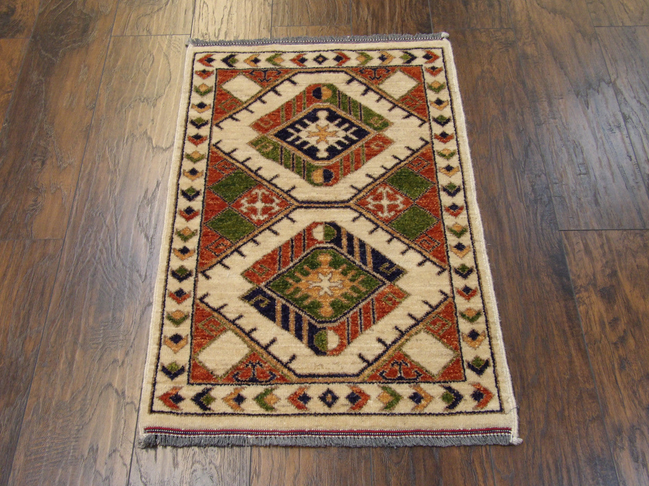 Tribal Super Kazak Natural Dye rug corner detail