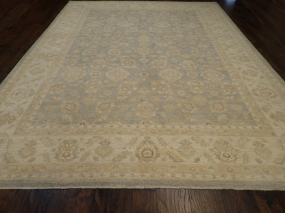 Close-up of wool pile, Blue & Beige rug