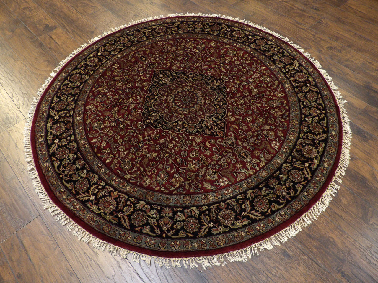 Full view of Persian Tabriz round rug