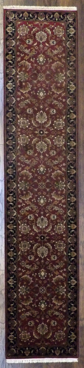 Jaipur Kashan Antique Wash hand-knotted wool rug in Black & Red, full view