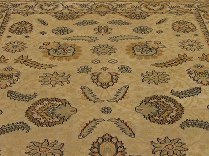 Fine Ziegler Tie-Dye Hand-Knotted Wool Rug in Beige — 6'0" x 9'0" | SKU W918