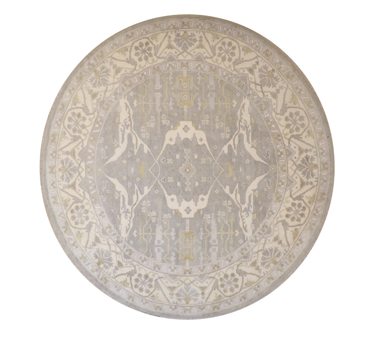 Oushak Indo Ziegler hand-knotted wool rug in Blue, full view