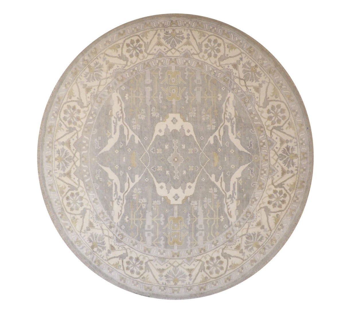 Oushak Indo Ziegler hand-knotted wool rug in Blue, full view