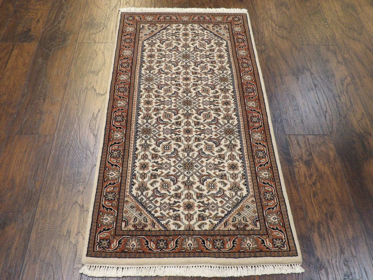 Fine Persian Mir Herati rug corner detail
