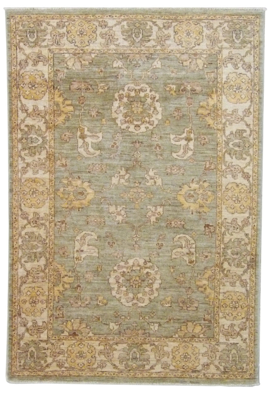 Ziegler Chobi hand-knotted wool rug in Beige, full view