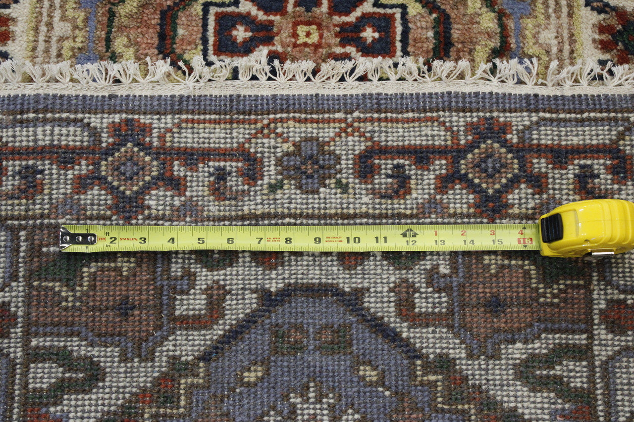 Back of Tribal Indo Heriz hand-knotted rug